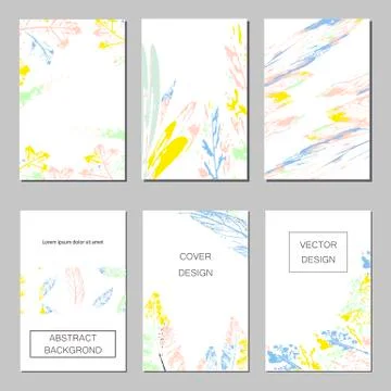 Set of artistic creative universal cards. Hand Drawn textures. Wedding Stock Illustration