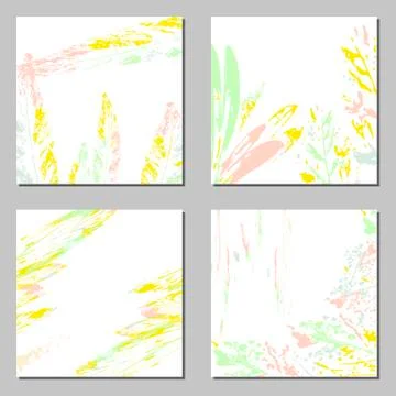 Set of artistic creative universal cards. Hand Drawn textures. Wedding Stock Illustration