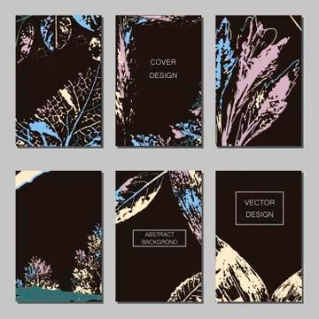 Set of artistic creative universal cards. Hand Drawn textures. Wedding Stock Illustration