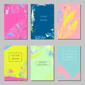 Set of artistic creative universal cards. Hand Drawn textures. Wedding Stock Illustration