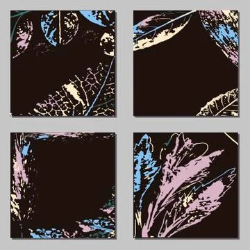 Set of artistic creative universal cards. Hand Drawn textures. Wedding Stock Illustration