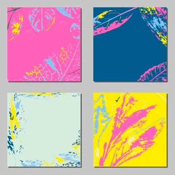Set of artistic creative universal cards. Hand Drawn textures. Wedding Stock Illustration