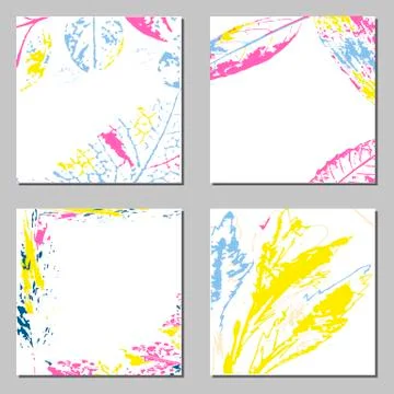 Set of artistic creative universal cards. Hand Drawn textures. Wedding Stock Illustration