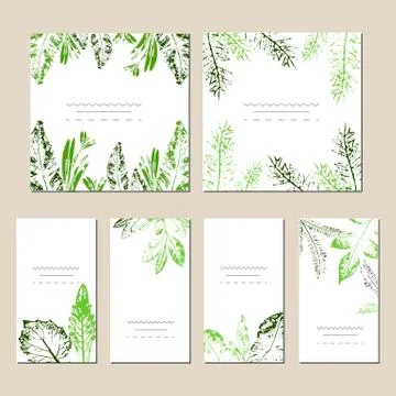Set of artistic creative universal cards. Hand Drawn textures. Wedding Stock Illustration