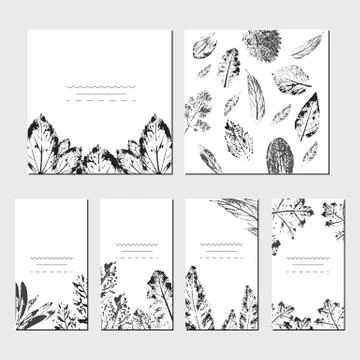 Set of artistic creative universal cards. Hand Drawn textures. Wedding Stock Illustration