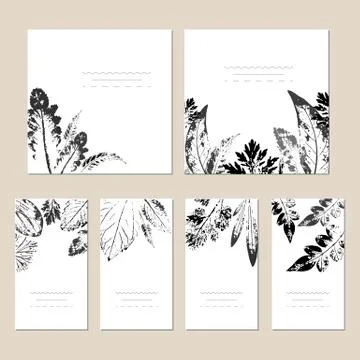 Set of artistic creative universal cards. Hand Drawn textures. Wedding Stock Illustration