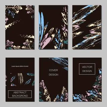 Set of artistic creative universal cards. Hand Drawn textures. Wedding Stock Illustration