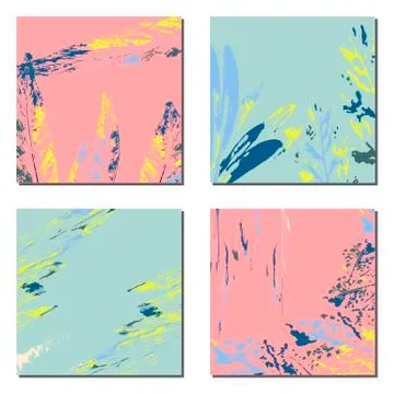 Set of artistic creative universal cards. Hand Drawn textures. Wedding Stock Illustration