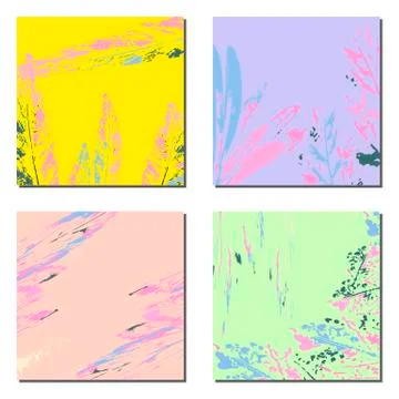 Set of artistic creative universal cards. Hand Drawn textures. Wedding Stock Illustration