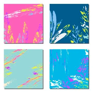 Set of artistic creative universal cards. Hand Drawn textures. Wedding Stock Illustration