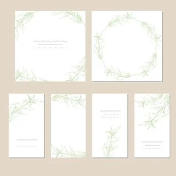 Set of artistic creative universal cards. Stock Illustration