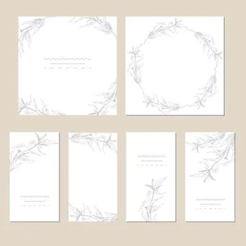 Set of artistic creative universal cards. Stock Illustration