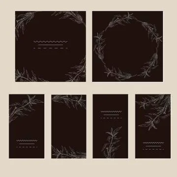 Set of artistic creative universal cards. Stock Illustration