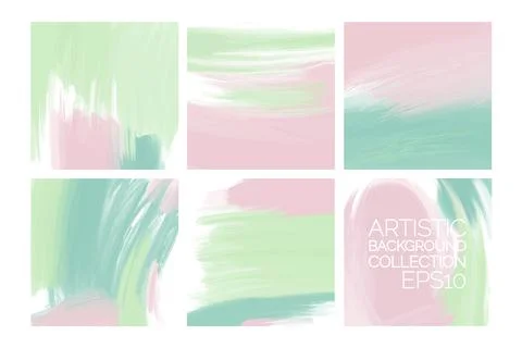 Set of artistic creative universal square shape cards. Hand painted textures. Stock Illustration