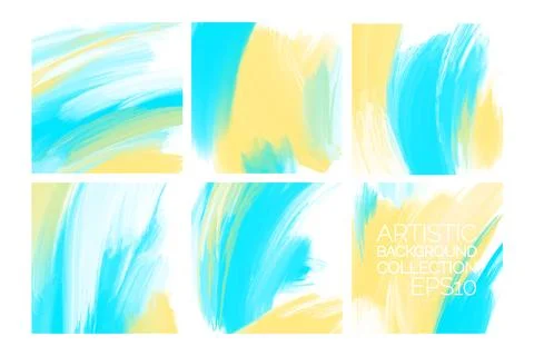 Set of artistic creative universal square shape cards. Hand painted textures. Stock Illustration