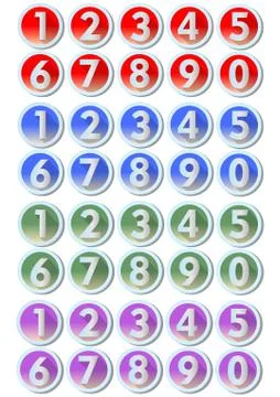 Set of artistic number buttons with frames in metallic silver design in four  Stock Illustration