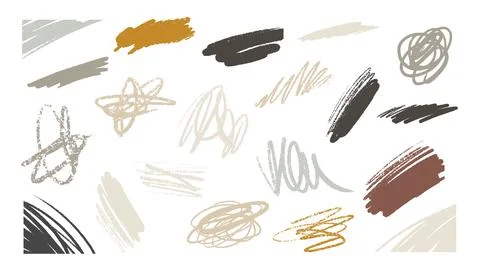 Set of artistic scribble strokes, doodles and stains Illustrazione stock