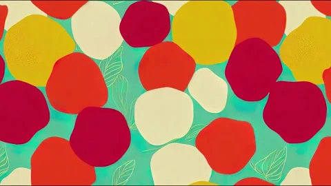 Set artistic seamless animations abstract fruits. Flowers, simple shapes, Stock Footage 220118616