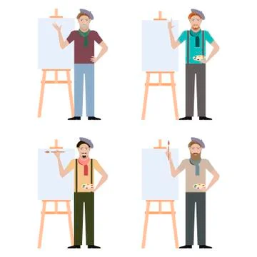 Set of Artists Stock Illustration