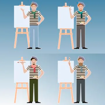 Set of Artists Stock Illustration