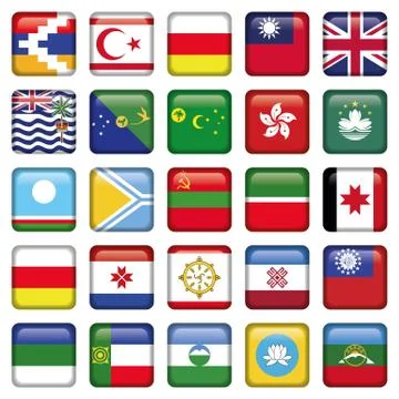 Set of Asian Squared Flags Stock Illustration