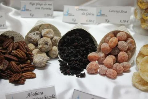 Set of assorted dried fruit Stock Photos