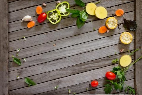 Set of assorted organic raw vegetables. The concept of a healthy diet. Stock Photos