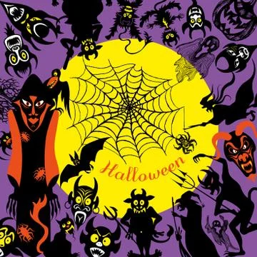 A set of assorted vector illustrations for Halloween. Stock Illustration