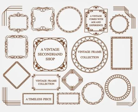 Set of assorted vintage frames Stock Illustration