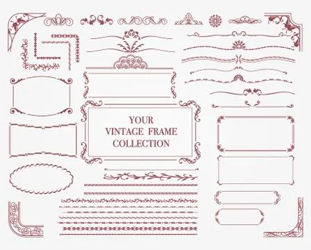 Set of assorted vintage frames Stock Illustration