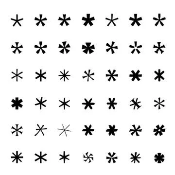 Set of Asterisk, footnote and Star Shapes Symbol Icon Vector illustration. Stock Illustration