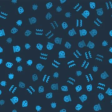 Set Asteroid, Aquarius zodiac, Magic ball and Aries on seamless pattern. Vect Illustrazione stock