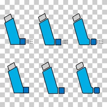 Set of Asthma inhaler design icon, medicine health care sign, vector illustra Stock Illustration