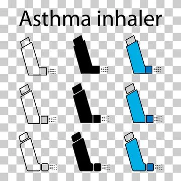 Set of Asthma inhaler design icon, medicine health care sign, vector illustra Stock Illustration