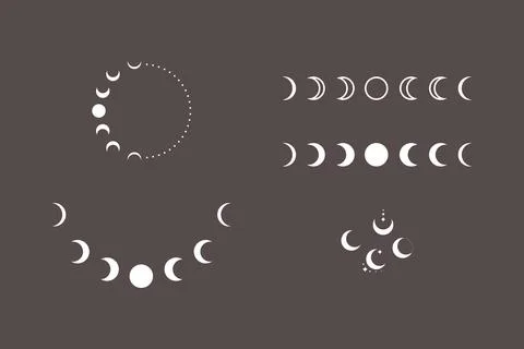 A set of astrological abstract elements such as the moon, month, stars. Stock Illustration