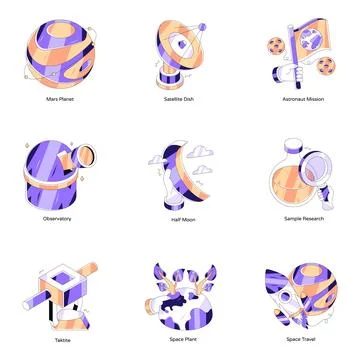 Set of Astrology Isometric Illustrations Stock Illustration