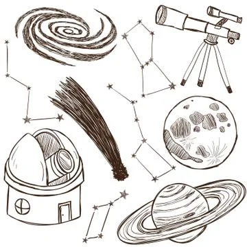 Set of astronomical objects Stock Illustration