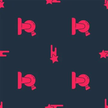 Set Astronomical observatory and Falling star on seamless pattern. Vector Illustrazione stock
