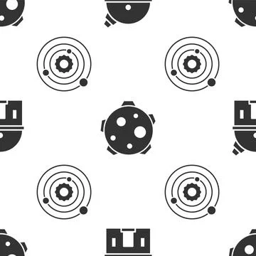 Set Astronomical observatory, Planet and Solar system on seamless pattern. .. Stock Illustration