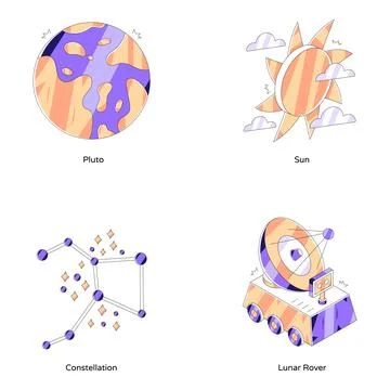 Set of Astrophysics Isometric Illustrations Stock Illustration