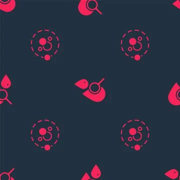 Set Atom and Drop and magnifying glass on seamless pattern. Vector Stock Illustration