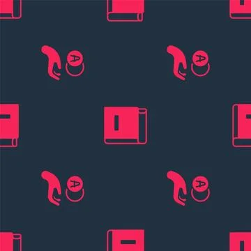 Set Atom and Science book on seamless pattern. Vector Stock Illustration