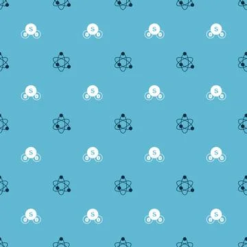 Set Atom and Sulfur dioxide SO2 on seamless pattern. Vector Stock Illustration