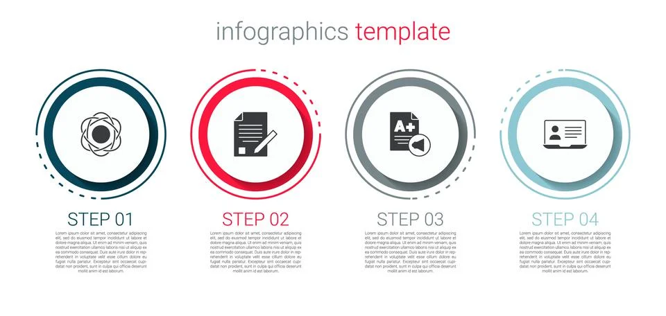 Set Atom, Exam sheet and pencil, with plus grade and Online class. Business Stock Illustration