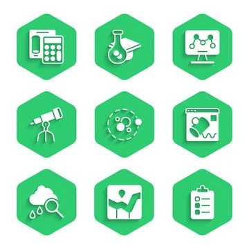 Set Atom, Graph chart infographic, To do list or planning, Data visualisati.. Illustrazione stock