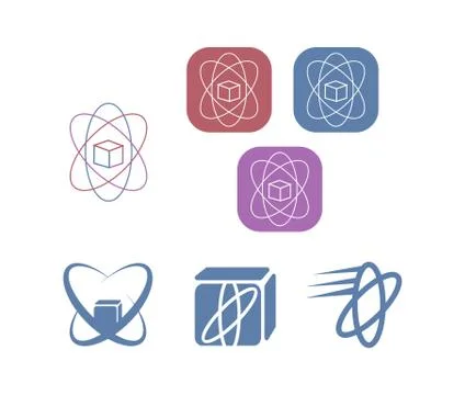 Set of atom icons Illustrazione stock