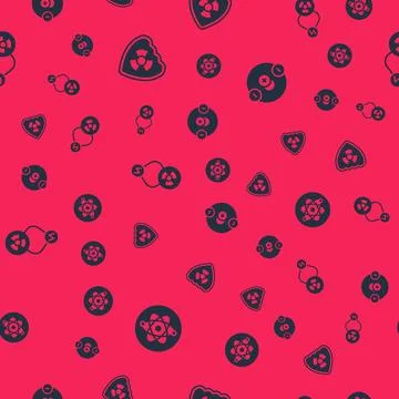 Set Atom, Radioactive in shield, exchange energy and  on seamless pattern. .. 스톡 일러스트