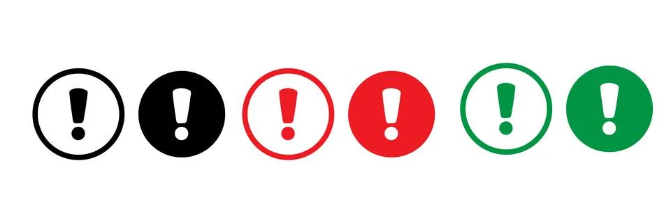 Set of Attention Icon set vector on white background Stock Illustration