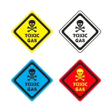Set of attention toxic gas vector sticker on the colorful background Stock Illustration