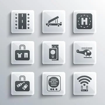 Set Attitude indicator, Router and wi-fi signal, Helicopter, Passport with Stock Illustration